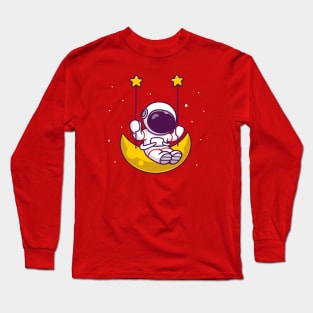 Cute Astronaut Swing On The Moon Long Sleeve T-Shirt